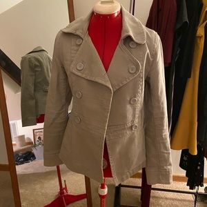 Double breasted tan jacket